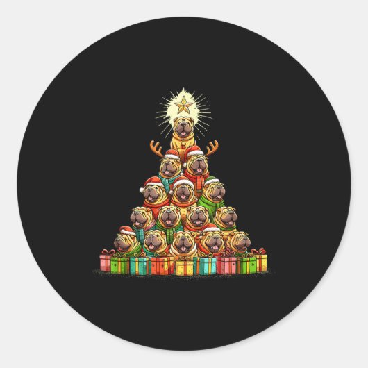 Christmas Tree Chinese Shar-pei Shar Pei  Runder Aufkleber (Vorderseite)