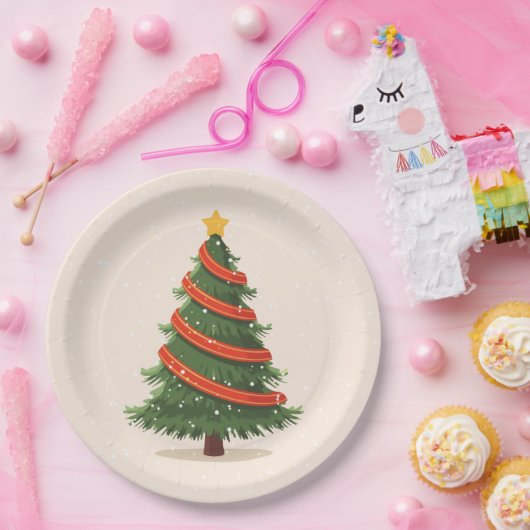 Christmas Tree, Christmas, Minimalist Pappteller (Party)