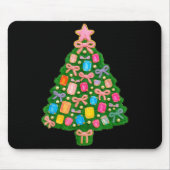 Christmas Tree Coquette Bow Crochet Xmas Pajamas H Mousepad (Vorne)