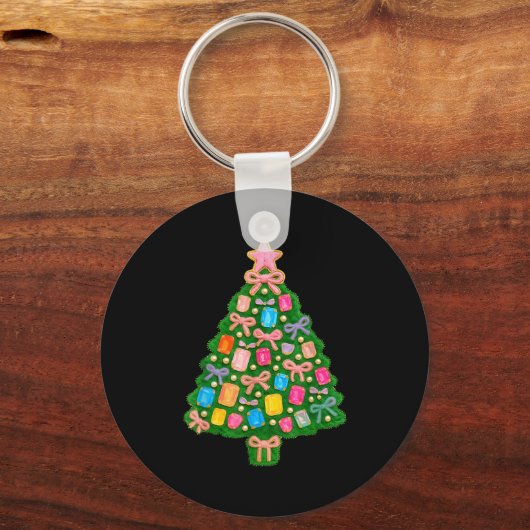 Christmas Tree Coquette Bow Crochet Xmas Pajamas H Schlüsselanhänger (Vorderseite)