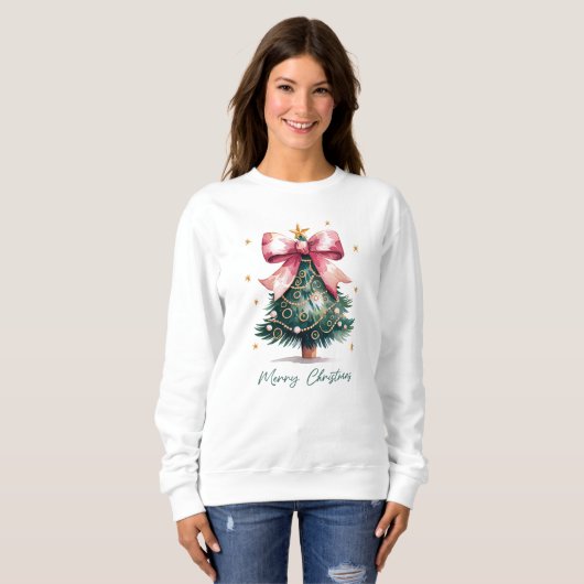 Christmas Tree Coquette Bow Sweatshirt (Vorne ganz)
