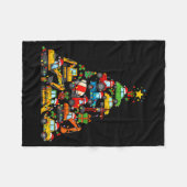 Christmas Tree Cute Construction Truck Xmas Holida Fleecedecke (Vorderseite (Horizontal))