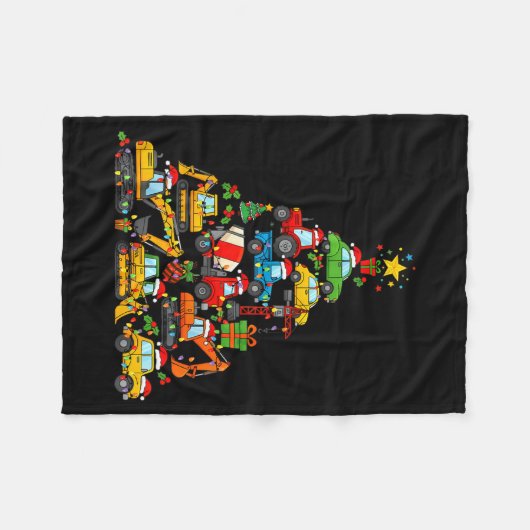 Christmas Tree Cute Construction Truck Xmas Holida Fleecedecke (Vorderseite (Horizontal))