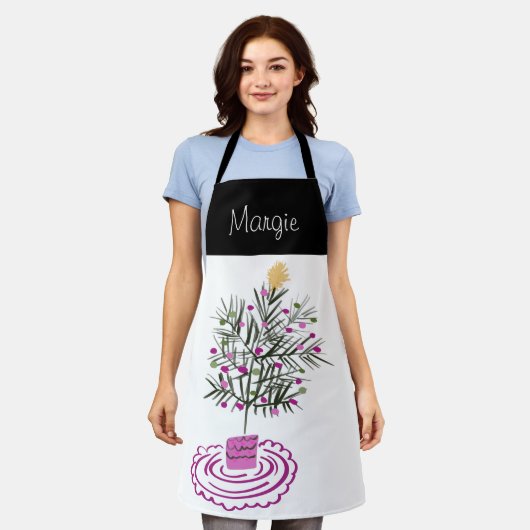 Christmas Tree Doodle Art Schürze (Getragen)