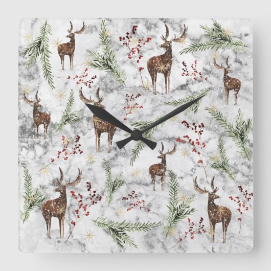 Christmas Tree Dot Art Quadratische Wanduhr (Vorderseite)