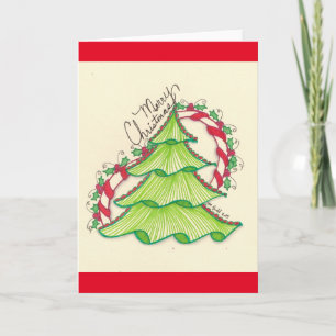 Christmas Tree Drawing Greeting Card Feiertagskarte