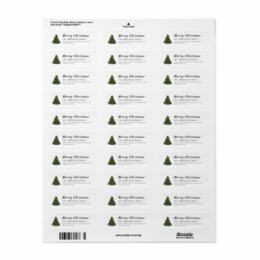 Christmas Tree Elegant Simple Return Address (Vorne)
