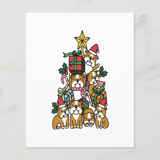 Christmas Tree English Bulldog Dog Long Sleeve Flyer (Vorne)