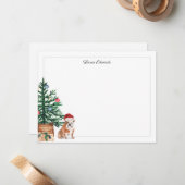 Christmas Tree English Bulldog Holiday Mitteilungskarte (Vorderseite/Rückseite Beispiel)