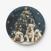 Christmas Tree English Bulldog Puppies Pappteller (Vorderseite)