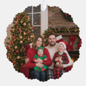 Christmas Tree Family Photo Typography Stars Green Ornament Karte (Rückseite)