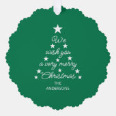 Christmas Tree Family Photo Typography Stars Green Ornament Karte (Vorderseite)