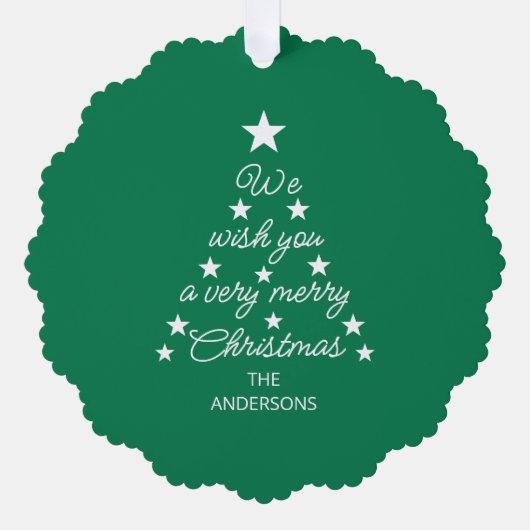 Christmas Tree Family Photo Typography Stars Green Ornament Karte (Vorderseite)