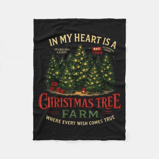 Christmas Tree Farm In My Heart Holiday Forest Gif Fleecedecke (Vorderseite)