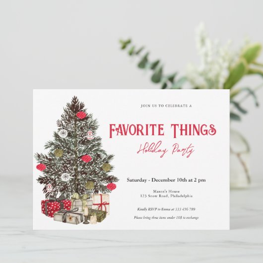 Christmas tree Favorite Things  Einladung (Stehend Vorderseite)