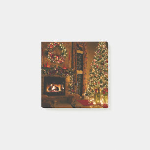 Christmas tree fireplace post-it klebezettel