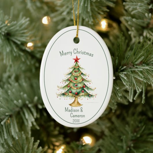 Christmas Tree First Christmas Together Name Year Keramik Ornament (Baum)