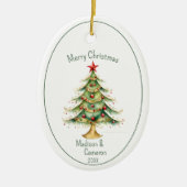 Christmas Tree First Christmas Together Name Year Keramik Ornament (Vorne)