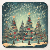 Christmas Tree Forest Celebration Rechteckiger Pappuntersetzer (Vorderseite)