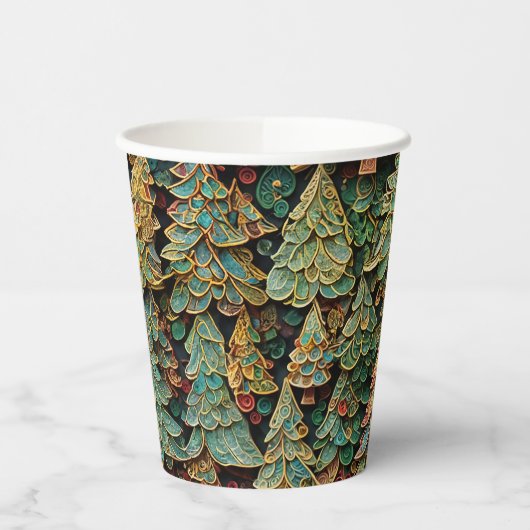 Christmas Tree Forest Whimsey Pappbecher (Links)