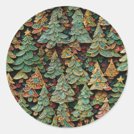 Christmas Tree Forest Whimsey Quadratischer Aufkleber