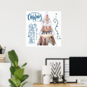 Christmas Tree Foto Collage Blue Style Poster (Heimbüro)
