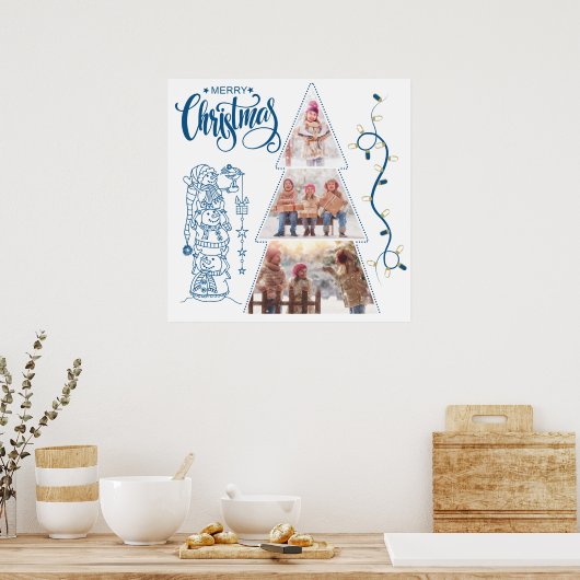 Christmas Tree Foto Collage Blue Style Poster (Küche)