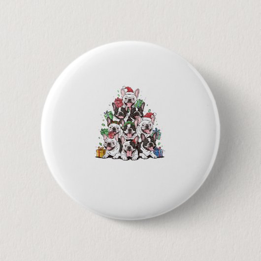 Christmas Tree French Bulldogs Frenchie French Bul Button (Vorderseite)