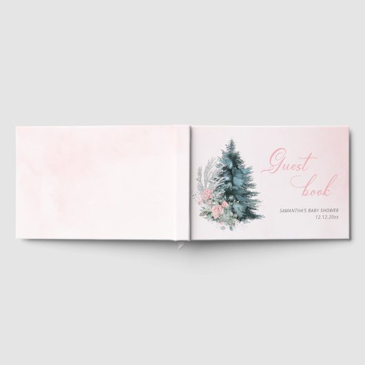 Christmas tree Frosty pink rose Baby shower Gästebuch (Voll)