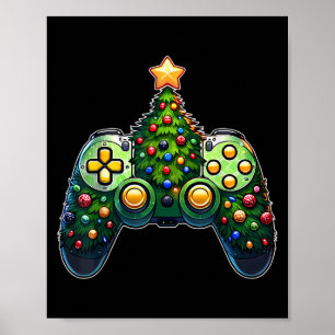 Christmas Tree Gaming Shirts Videospielcontroller Poster