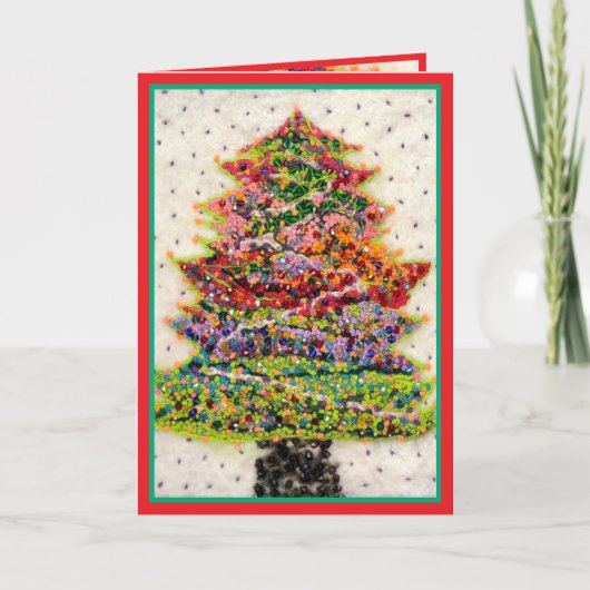 Christmas Tree glitter sparkle red green beads Karte (Vorderseite)