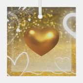 Christmas Tree Golden Heart Glass Ornament (Vorderseite)