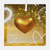 Christmas Tree Golden Heart Glass Ornament Aus Glas (Rückseite)