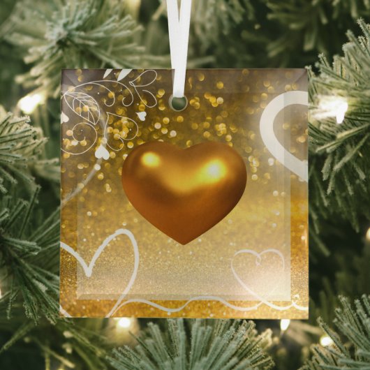 Christmas Tree Golden Heart Glass Ornament Aus Glas (Insitu)