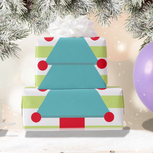 Christmas Tree Green Blue White Geschenkpapier
