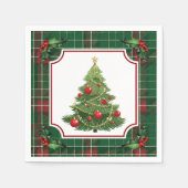 Christmas Tree Green Plaid with Holly Serviette (Vorderseite)