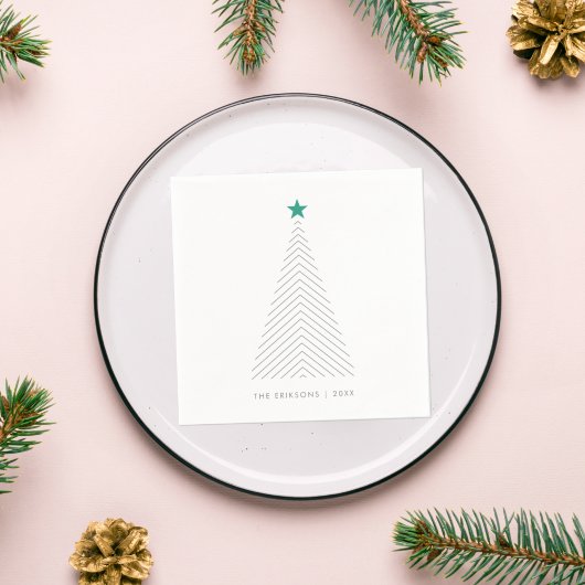 Christmas Tree Green Star Scandi Serviette