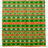 CHRISTMAS TREE GREEN WHITE RED ORNAMENTS DUSCHVORHANG (Vorderseite)