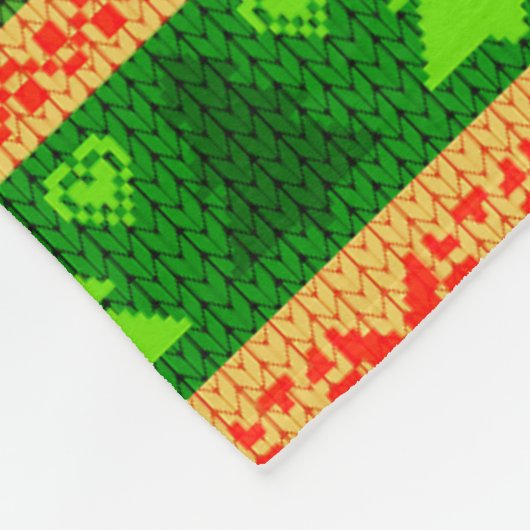 CHRISTMAS TREE GREEN WHITE RED ORNAMENTS FLEECEDECKE (Ecke)