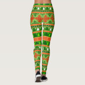 CHRISTMAS TREE GREEN WHITE RED ORNAMENTS LEGGINGS (Rückseite)