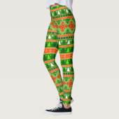 CHRISTMAS TREE GREEN WHITE RED ORNAMENTS LEGGINGS (Links)