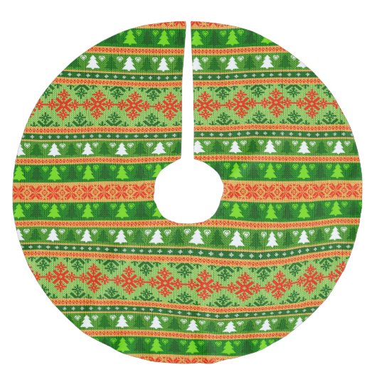 CHRISTMAS TREE GREEN WHITE RED ORNAMENTS POLYESTER WEIHNACHTSBAUMDECKE (Vorderseite)