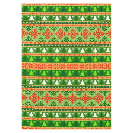 CHRISTMAS TREE GREEN WHITE RED ORNAMENTS TISCHDECKE (Vorderseite)