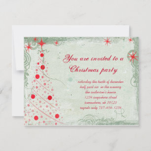 Christmas Tree Grunge Christmas Party Invitation Einladung