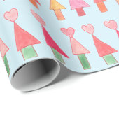 Christmas Tree Hearts Wrapping Paper Geschenkpapier (Rolleneckpunkt)