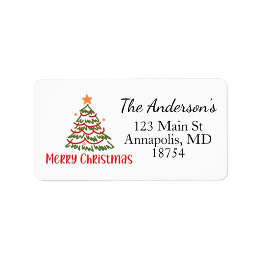 Christmas Tree Holiday Return Address Label Adressaufkleber (Vorne)