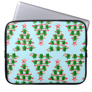 Christmas Tree Holiday Sea Turtles on Cool Blue Laptopschutzhülle