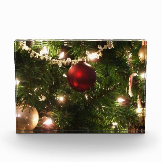 Christmas Tree I Holiday Pretty Green and Red Fotoblock (Vorderseite)