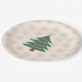 Christmas Tree Illustration Snowflake Pattern Pappteller (Schrägansicht)