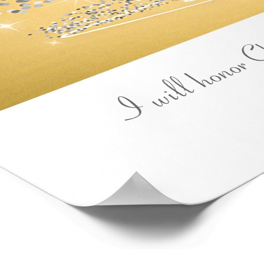 Christmas Tree In Gold Poster (Ecke)